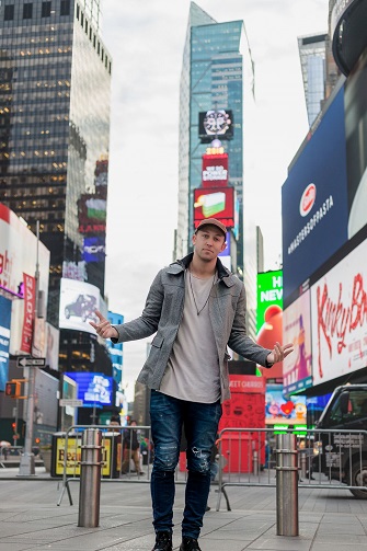 Matt Steffanina representing Dance USA Dance in Times Square, NYC